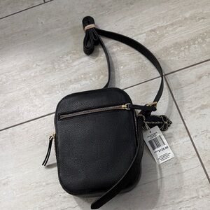 Vera Bradley Black Pebbled Leather Crossbody with Gold Hardware NWT